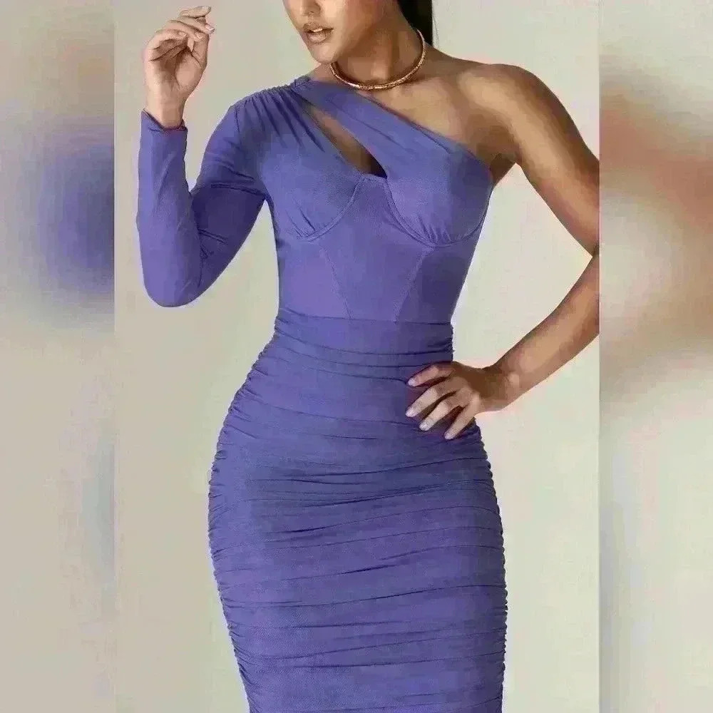 ALIEVA Lida Asymmetrical Cut-Out Midi Dress - Picture 2 of 6
